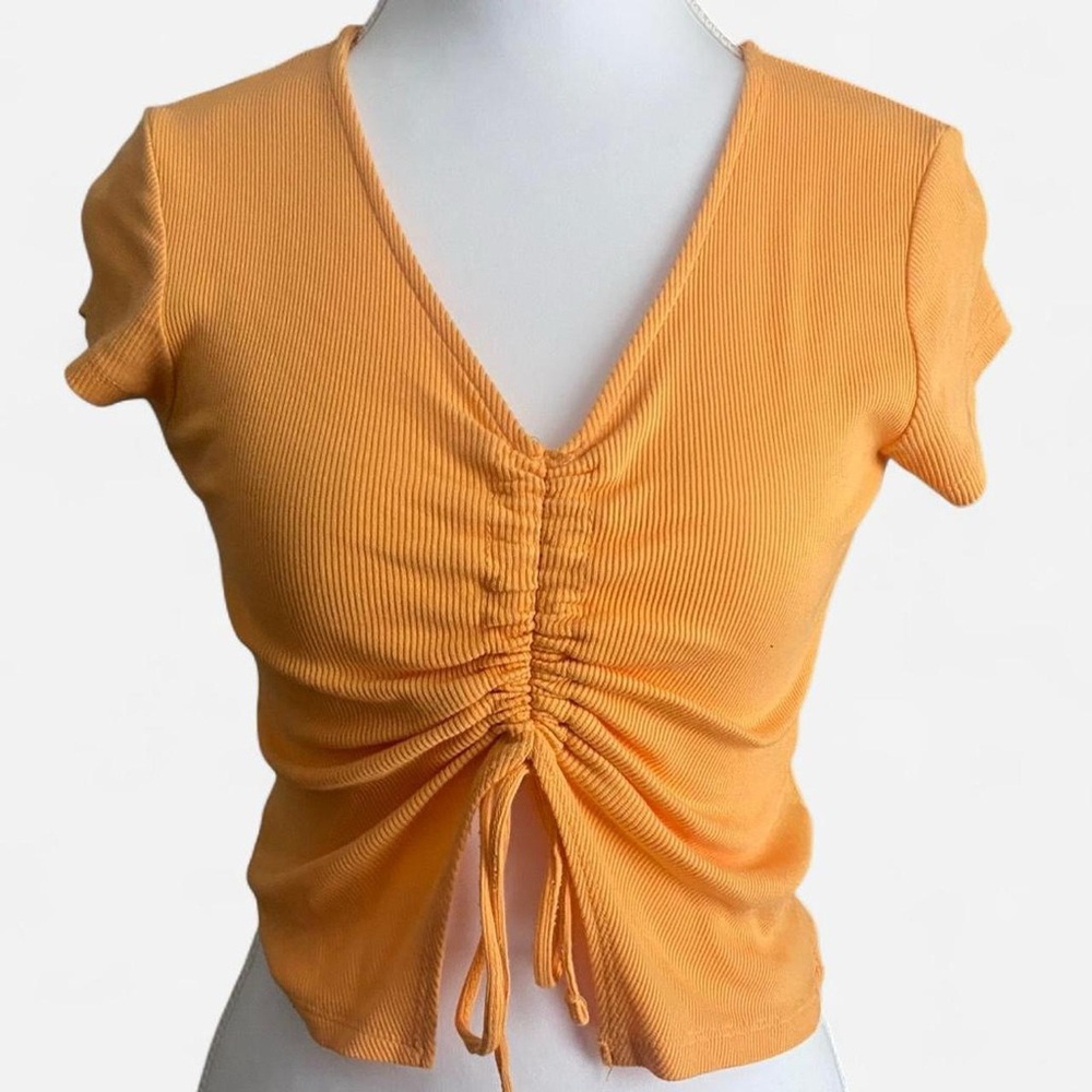 Orange Ribbed Crop Top - Picture 2 of 7